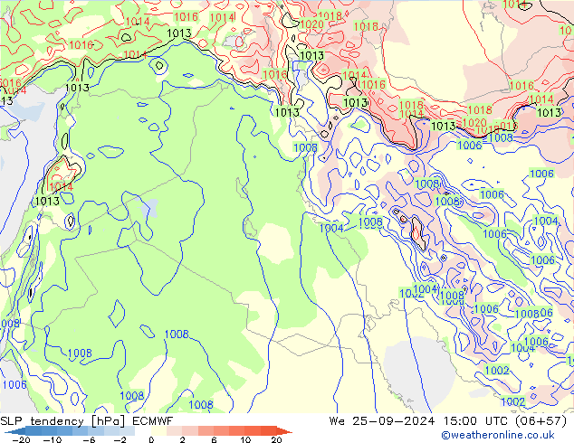 SLP tendency ECMWF Qua 25.09.2024 15 UTC