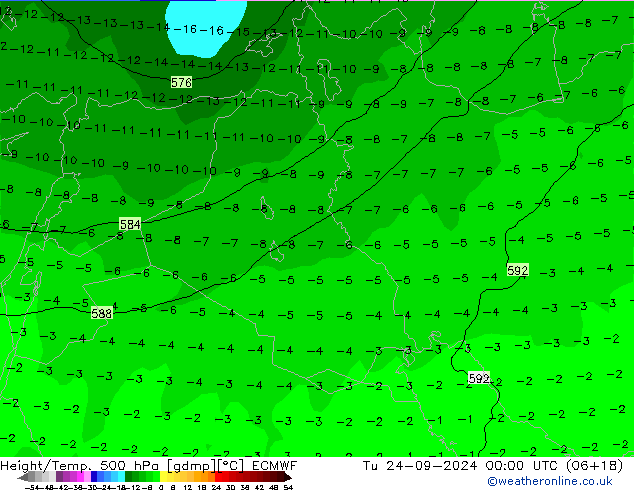 Height/Temp. 500 гПа ECMWF вт 24.09.2024 00 UTC