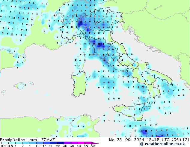 Precipitazione ECMWF lun 23.09.2024 18 UTC