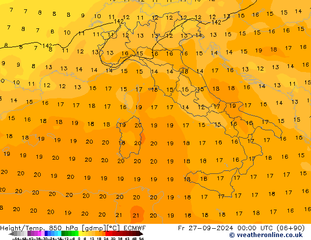 Z500/Rain (+SLP)/Z850 ECMWF Fr 27.09.2024 00 UTC