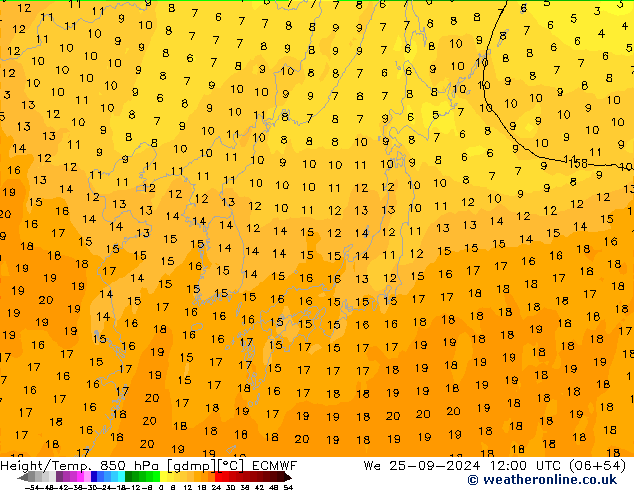 Z500/Rain (+SLP)/Z850 ECMWF Qua 25.09.2024 12 UTC