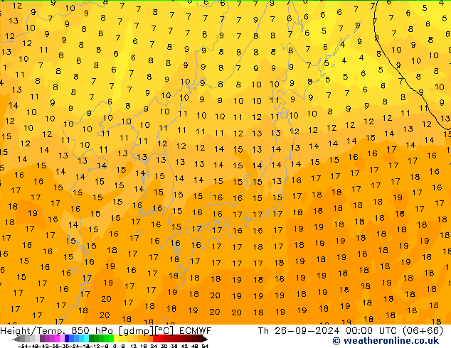 Height/Temp. 850 hPa ECMWF Th 26.09.2024 00 UTC