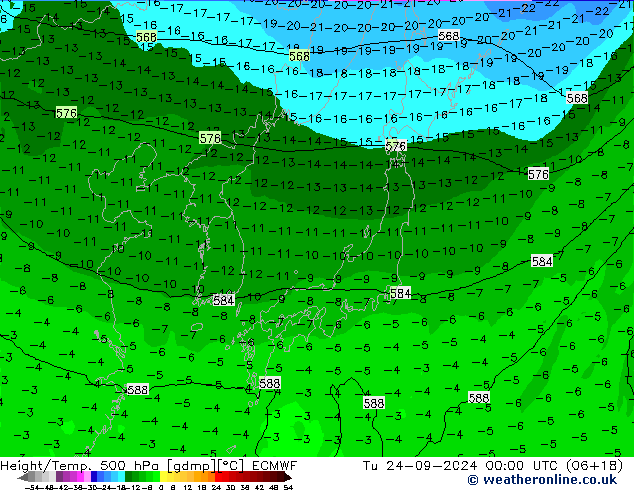 Height/Temp. 500 гПа ECMWF вт 24.09.2024 00 UTC