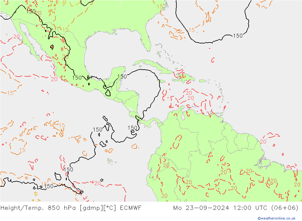 Z500/Rain (+SLP)/Z850 ECMWF Mo 23.09.2024 12 UTC