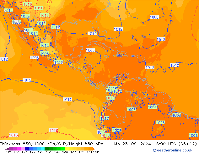 Thck 850-1000 hPa ECMWF lun 23.09.2024 18 UTC