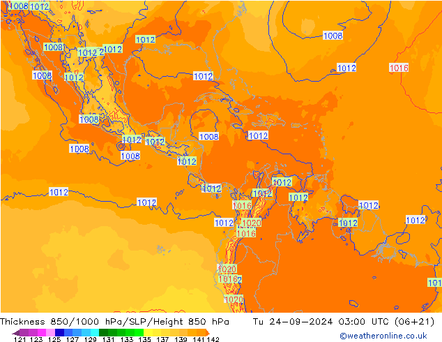 Thck 850-1000 hPa ECMWF Út 24.09.2024 03 UTC