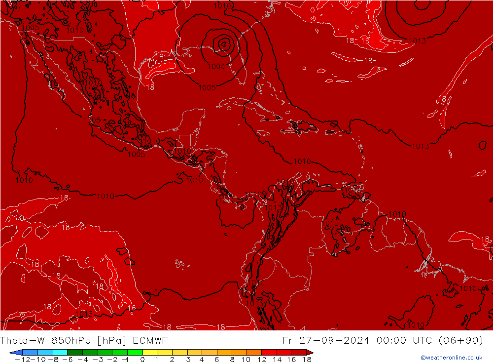 Theta-W 850hPa ECMWF Fr 27.09.2024 00 UTC