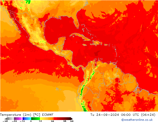 Temperature (2m) ECMWF Tu 24.09.2024 06 UTC