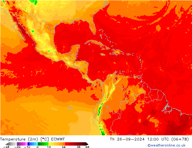 Temperature (2m) ECMWF Th 26.09.2024 12 UTC