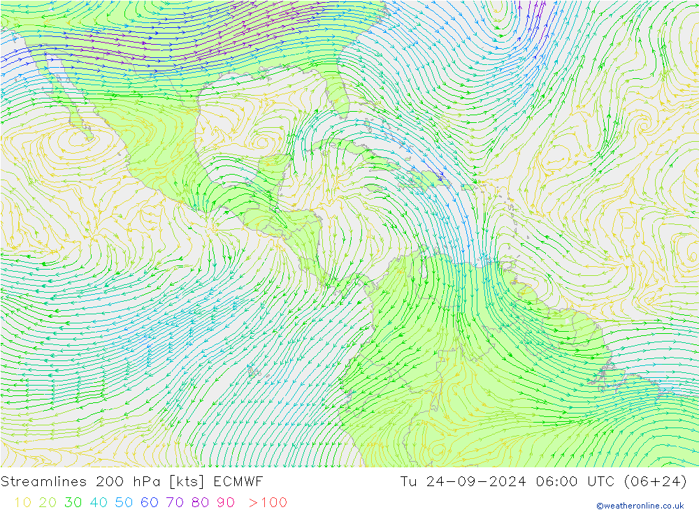 Stroomlijn 200 hPa ECMWF di 24.09.2024 06 UTC