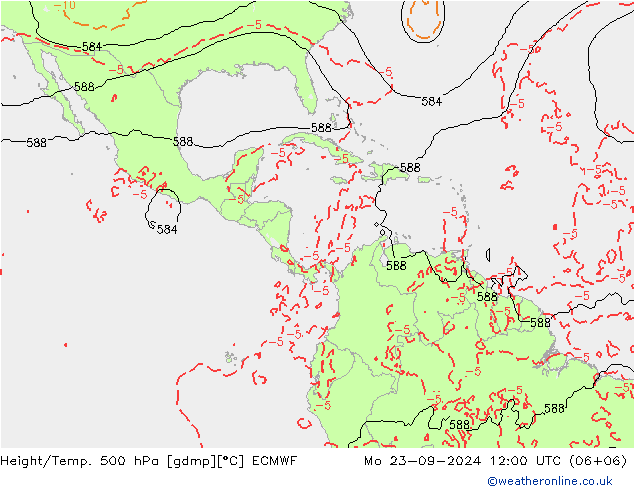 Z500/Rain (+SLP)/Z850 ECMWF Mo 23.09.2024 12 UTC