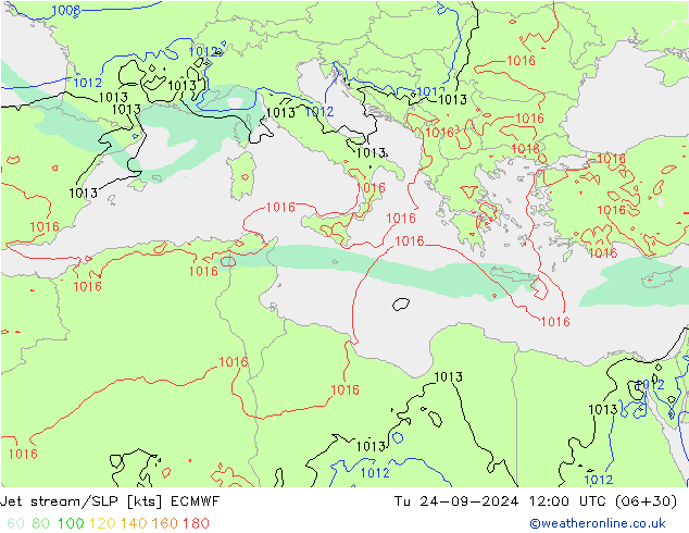 Polarjet/Bodendruck ECMWF Di 24.09.2024 12 UTC