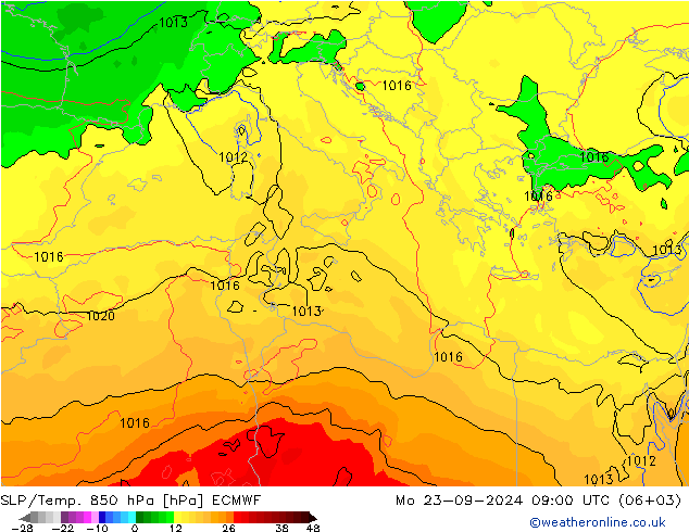 SLP/Temp. 850 hPa ECMWF lun 23.09.2024 09 UTC