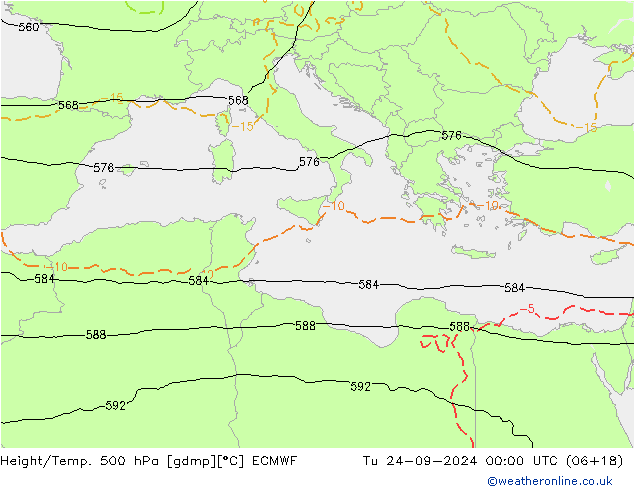 Z500/Rain (+SLP)/Z850 ECMWF Di 24.09.2024 00 UTC