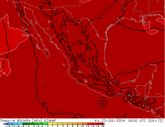 Theta-W 850hPa ECMWF Seg 23.09.2024 18 UTC