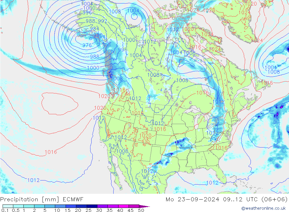 Niederschlag ECMWF Mo 23.09.2024 12 UTC