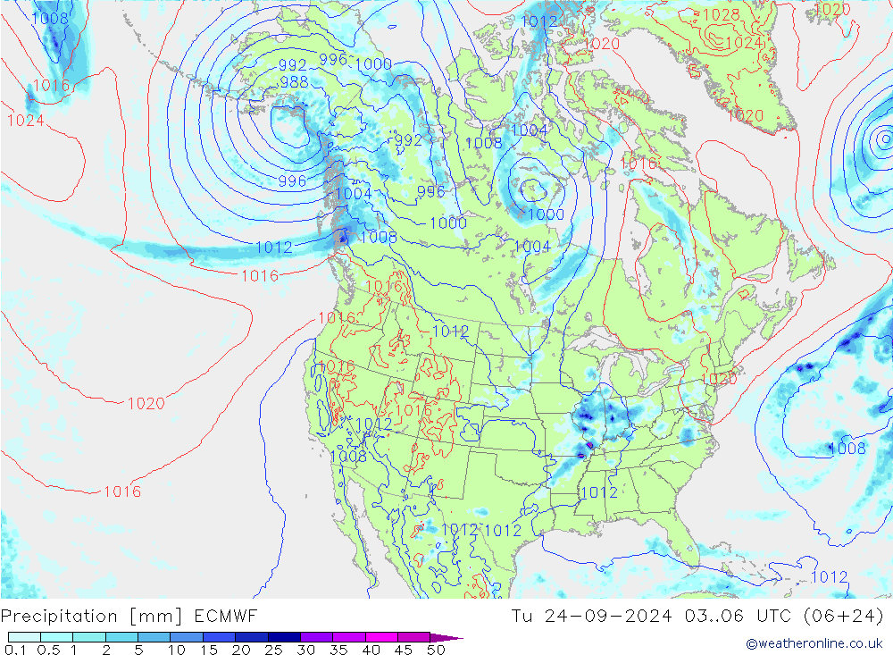 Srážky ECMWF Út 24.09.2024 06 UTC