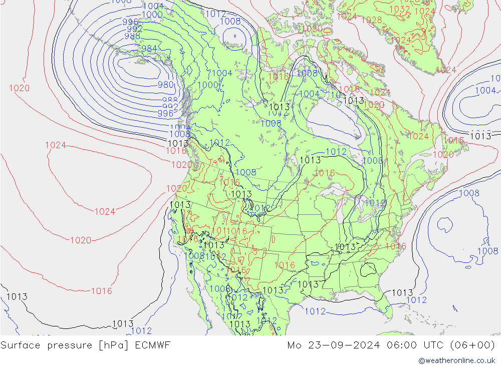 Surface pressure ECMWF Mo 23.09.2024 06 UTC