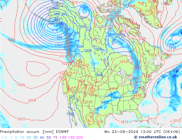 Precipitation accum. ECMWF Po 23.09.2024 12 UTC