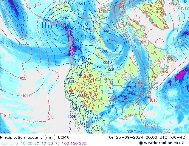 Précipitation accum. ECMWF mer 25.09.2024 00 UTC