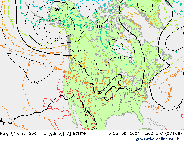 Height/Temp. 850 hPa ECMWF Seg 23.09.2024 12 UTC