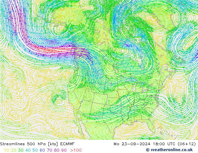 Streamlines 500 hPa ECMWF Mo 23.09.2024 18 UTC