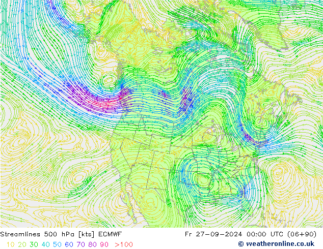 Stromlinien 500 hPa ECMWF Fr 27.09.2024 00 UTC