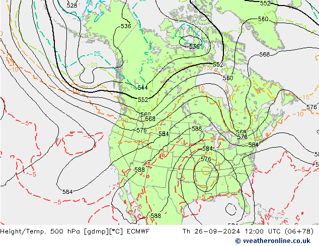 Z500/Rain (+SLP)/Z850 ECMWF Th 26.09.2024 12 UTC