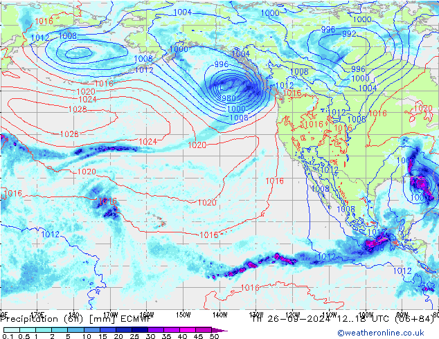 Nied. akkumuliert (6Std) ECMWF Do 26.09.2024 18 UTC