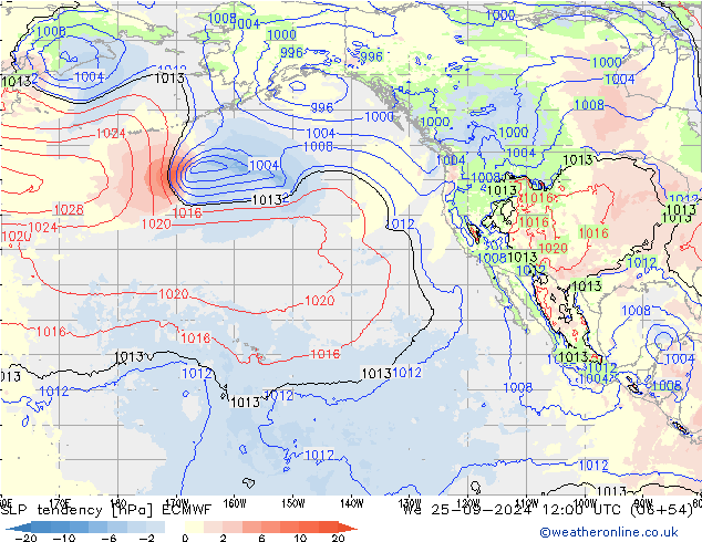 SLP tendency ECMWF St 25.09.2024 12 UTC