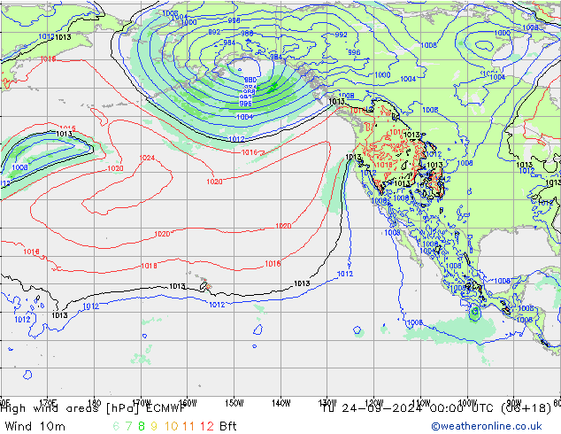 High wind areas ECMWF Tu 24.09.2024 00 UTC