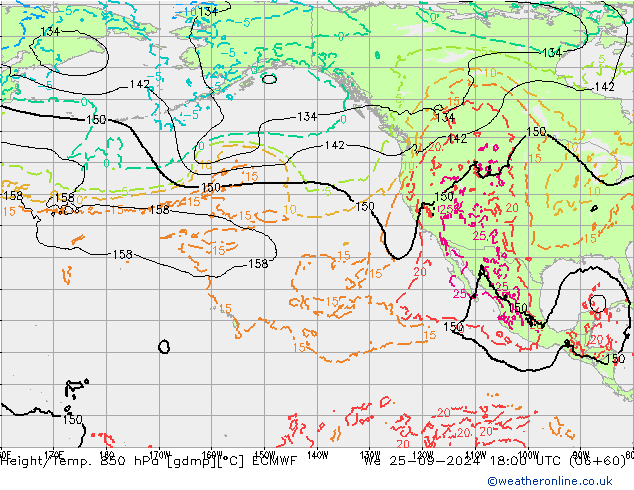 Z500/Rain (+SLP)/Z850 ECMWF We 25.09.2024 18 UTC