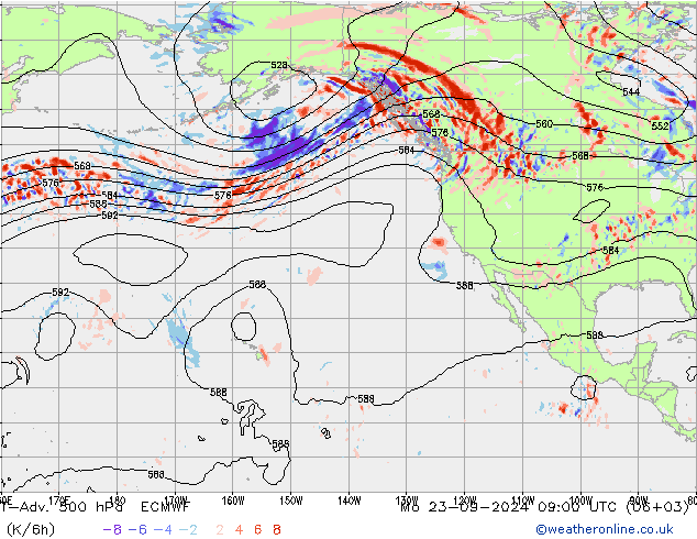 T-Adv. 500 hPa ECMWF Po 23.09.2024 09 UTC