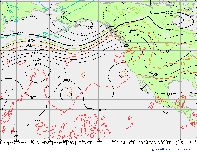 Z500/Rain (+SLP)/Z850 ECMWF Tu 24.09.2024 00 UTC