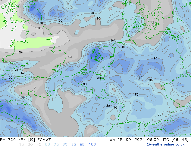 RV 700 hPa ECMWF wo 25.09.2024 06 UTC