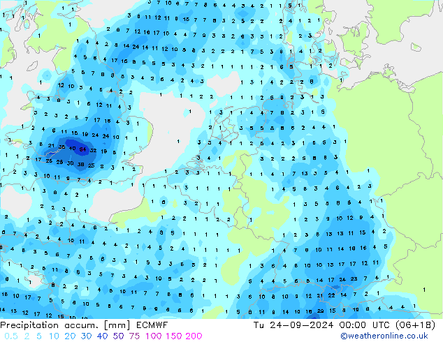 Precipitation accum. ECMWF  24.09.2024 00 UTC