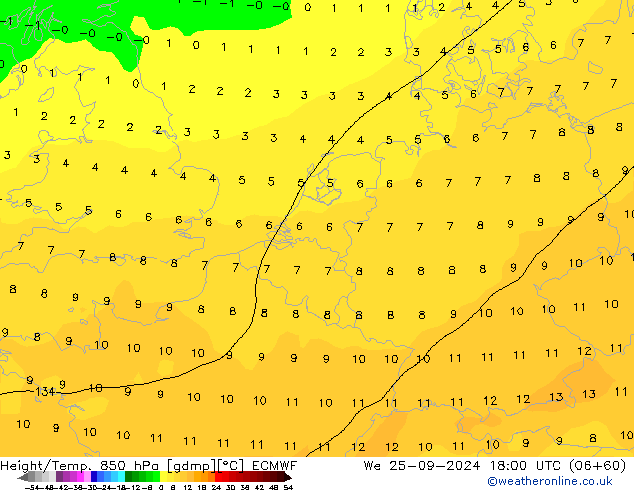 Z500/Rain (+SLP)/Z850 ECMWF ср 25.09.2024 18 UTC