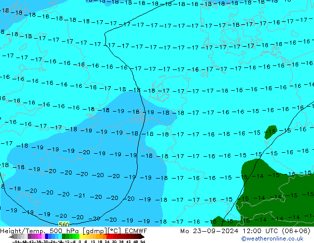 Z500/Rain (+SLP)/Z850 ECMWF Po 23.09.2024 12 UTC