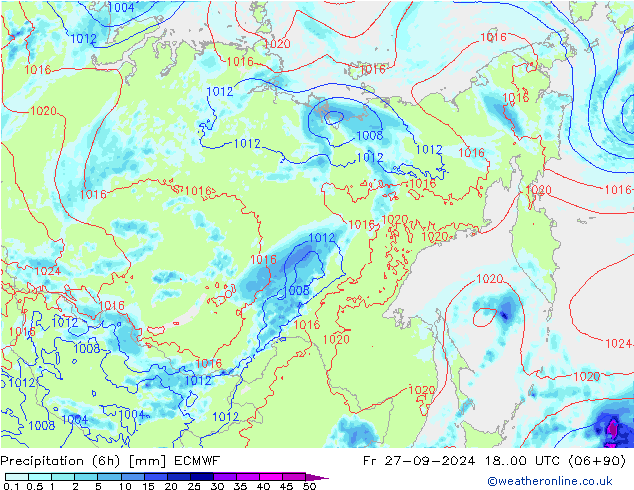 Z500/Rain (+SLP)/Z850 ECMWF Pá 27.09.2024 00 UTC