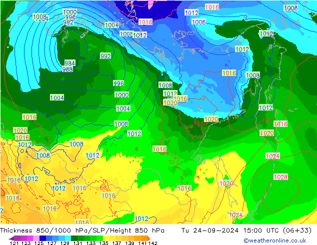 Thck 850-1000 hPa ECMWF Tu 24.09.2024 15 UTC