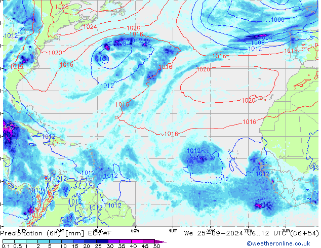 Z500/Rain (+SLP)/Z850 ECMWF St 25.09.2024 12 UTC