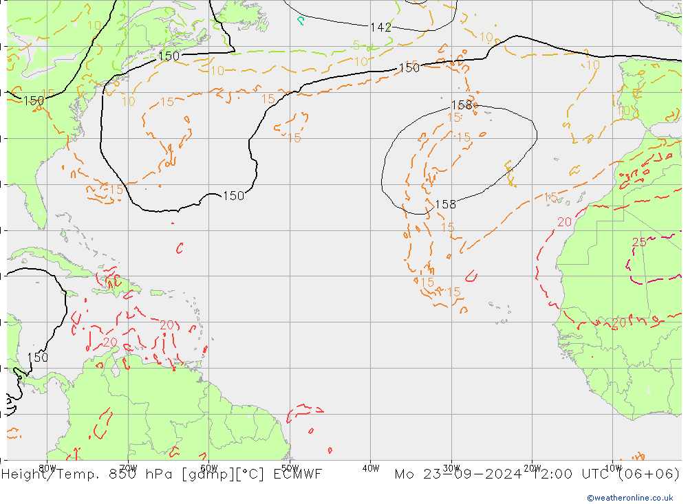 Height/Temp. 850 hPa ECMWF  23.09.2024 12 UTC