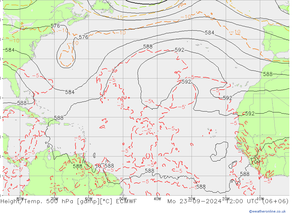 Height/Temp. 500 hPa ECMWF  23.09.2024 12 UTC