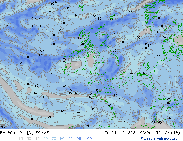 RV 850 hPa ECMWF di 24.09.2024 00 UTC