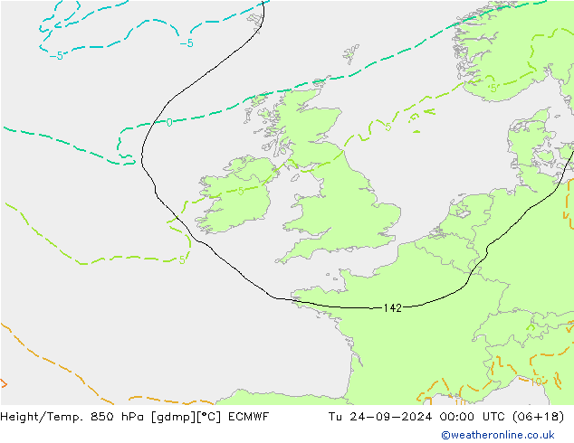 Z500/Regen(+SLP)/Z850 ECMWF di 24.09.2024 00 UTC