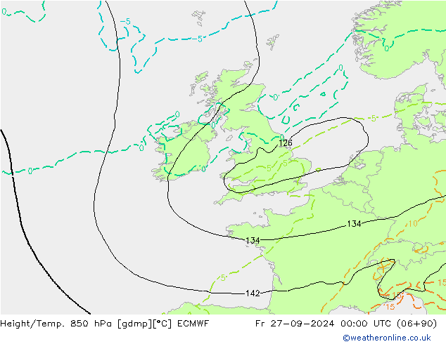 Z500/Rain (+SLP)/Z850 ECMWF Fr 27.09.2024 00 UTC