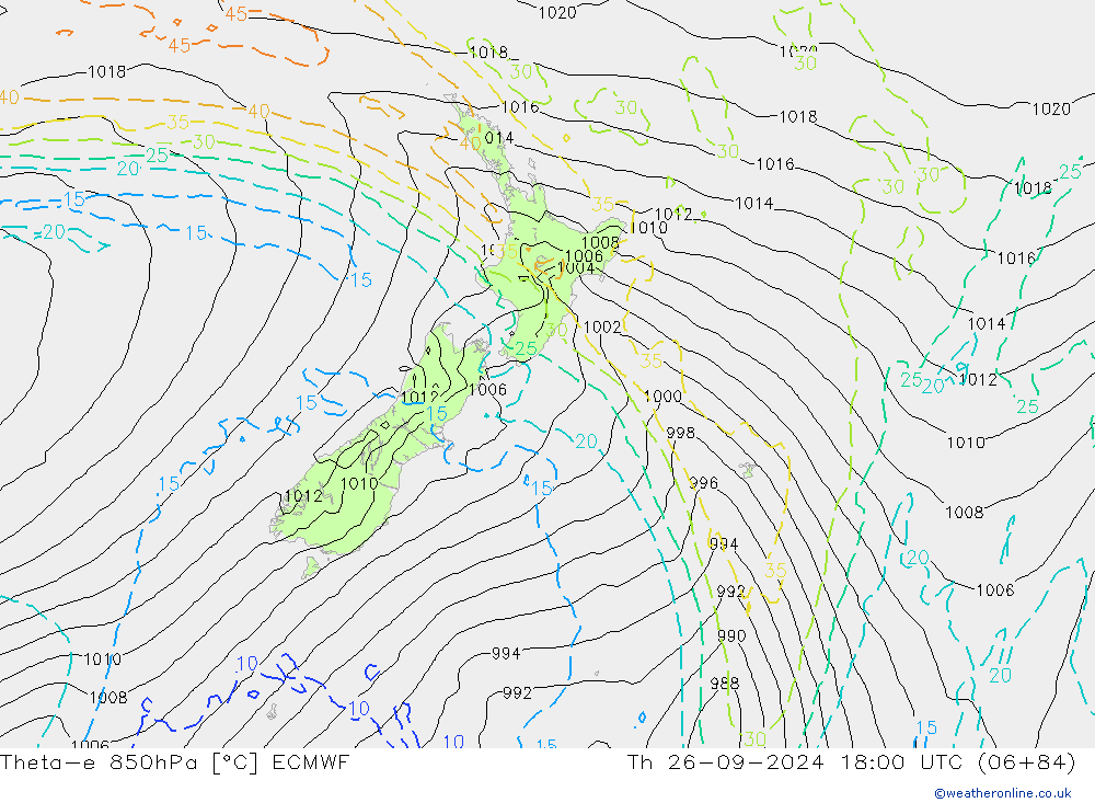 Theta-e 850hPa ECMWF gio 26.09.2024 18 UTC