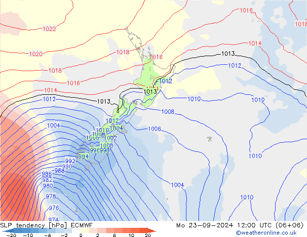 Tendencia de presión ECMWF lun 23.09.2024 12 UTC