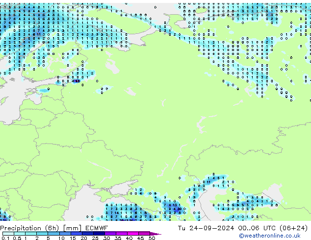 Z500/Rain (+SLP)/Z850 ECMWF Tu 24.09.2024 06 UTC