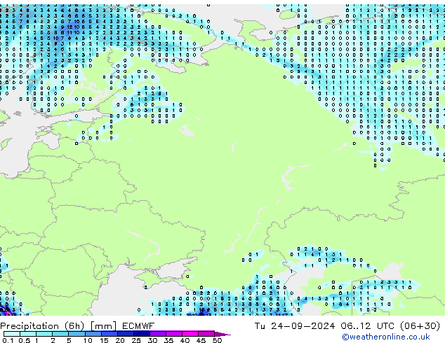 Z500/Rain (+SLP)/Z850 ECMWF Tu 24.09.2024 12 UTC